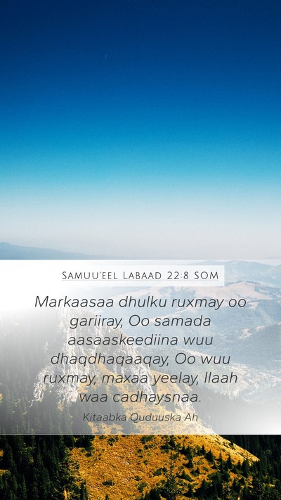 Samuu'eel Labaad 22:8 SOM Bible Verse Image