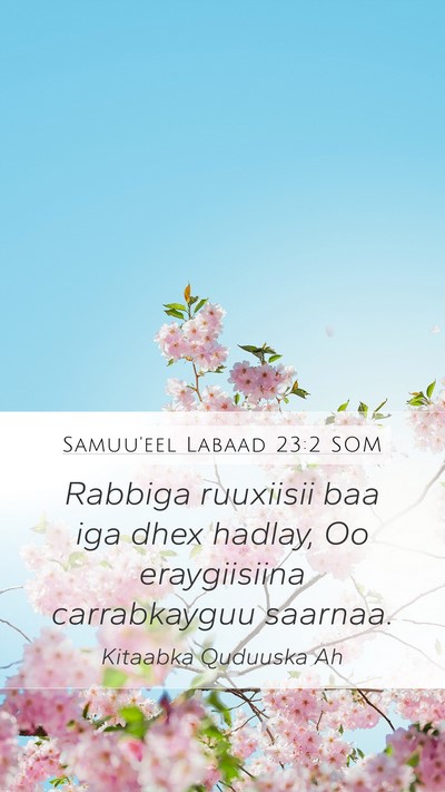 Samuu'eel Labaad 23:2 SOM Bible Verse Image