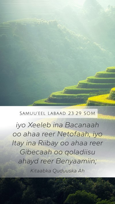 Samuu'eel Labaad 23:29 SOM Mobile Phone Wallpaper - iyo Xeeleb ina Bacanaah oo ahaa reer Netofaah, - Mobile Bible Verse Wallpaper