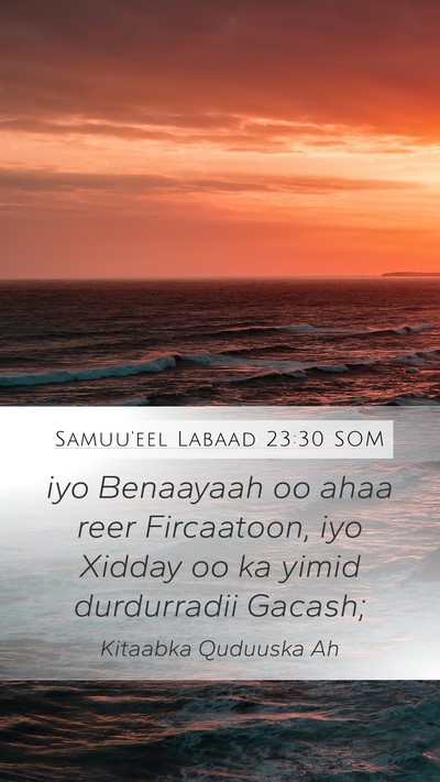 Samuu'eel Labaad 23:30 SOM Bible Verse Image