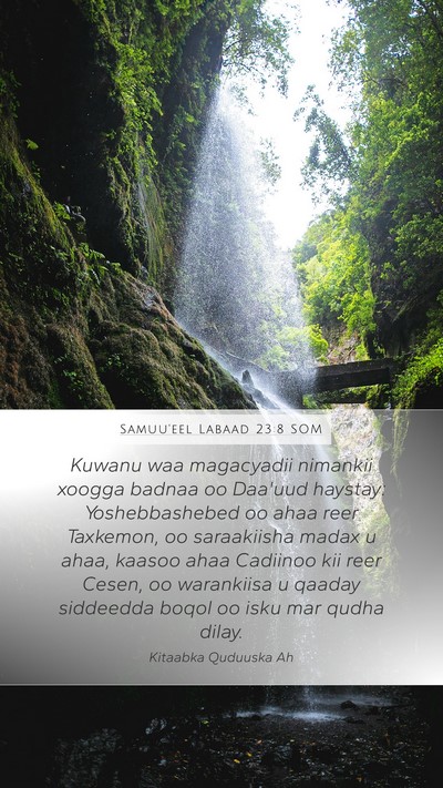 Samuu'eel Labaad 23:8 SOM Bible Verse Image