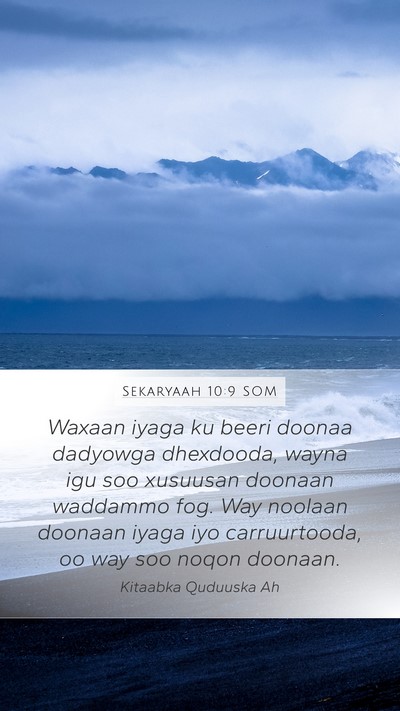 Sekaryaah 10:9 SOM Bible Verse Image