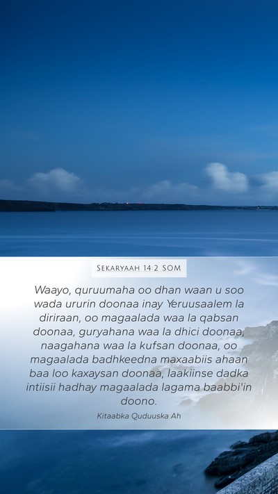Sekaryaah 14:2 SOM Bible Verse Image