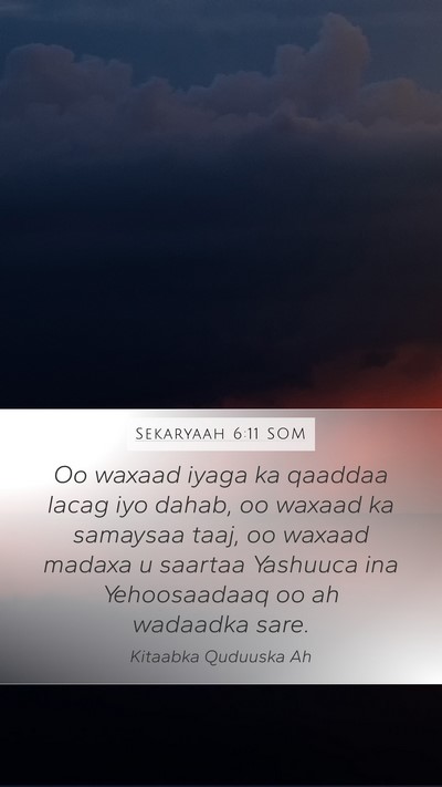 Sekaryaah 6:11 SOM Bible Verse Image