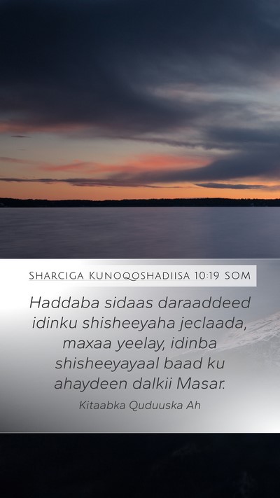 Sharciga Kunoqoshadiisa 10:19 SOM Bible Verse Image