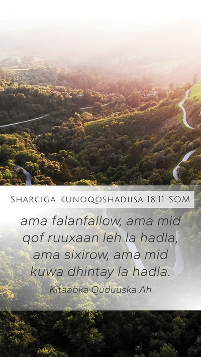Sharciga Kunoqoshadiisa 18:11 SOM Bible Verse Image