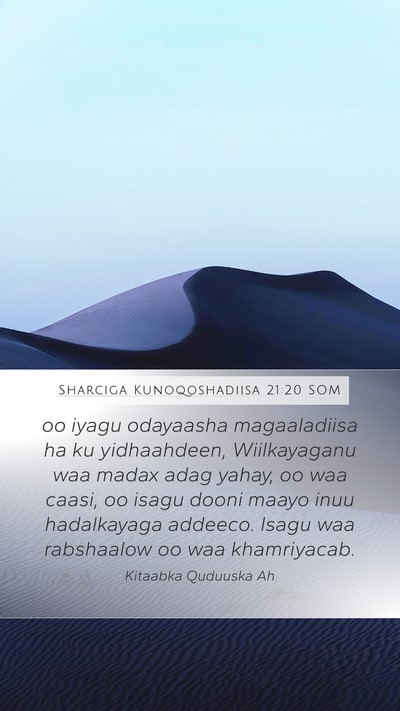 Sharciga Kunoqoshadiisa 21:20 SOM Bible Verse Image