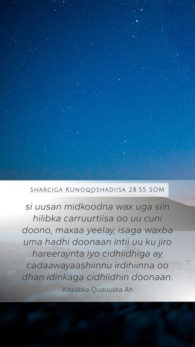Sharciga Kunoqoshadiisa 28:55 SOM Bible Verse Image