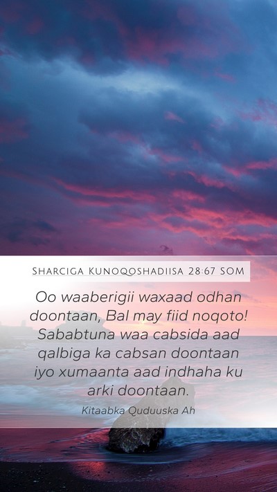 Sharciga Kunoqoshadiisa 28:67 SOM Mobile Phone Wallpaper - Oo waaberigii waxaad odhan doontaan, Bal may fiid - Mobile Bible Verse Wallpaper