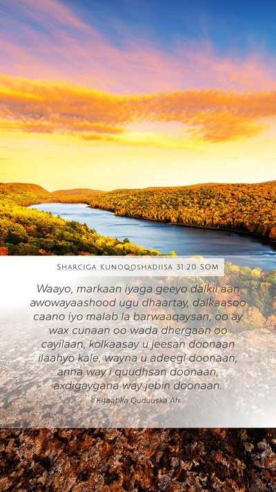 Sharciga Kunoqoshadiisa 31:20 SOM Bible Verse Image