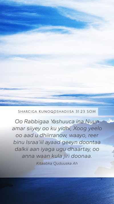 Sharciga Kunoqoshadiisa 31:23 SOM Bible Verse Image