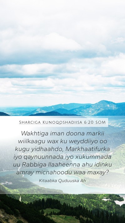 Sharciga Kunoqoshadiisa 6:20 SOM Bible Verse Image