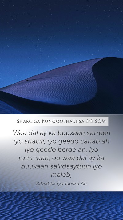 Sharciga Kunoqoshadiisa 8:8 SOM Mobile Phone Wallpaper - Waa dal ay ka buuxaan sarreen iyo shaciir, iyo - Mobile Bible Verse Wallpaper
