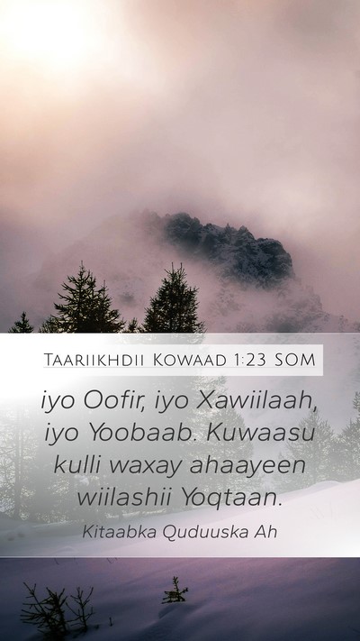 Taariikhdii Kowaad 1:23 SOM Mobile Phone Wallpaper - iyo Oofir, iyo Xawiilaah, iyo Yoobaab. Kuwaasu - Mobile Bible Verse Wallpaper