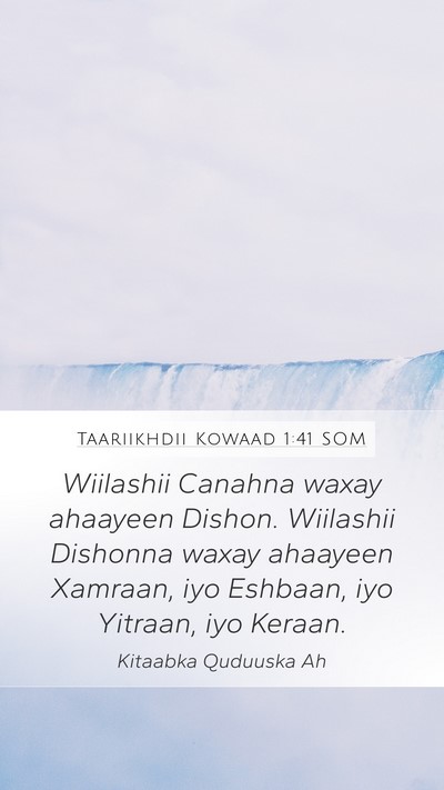 Taariikhdii Kowaad 1:41 SOM Bible Verse Image