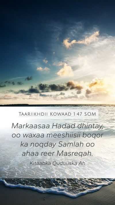 Taariikhdii Kowaad 1:47 SOM Mobile Phone Wallpaper - Markaasaa Hadad dhintay, oo waxaa meeshiisii - Mobile Bible Verse Wallpaper