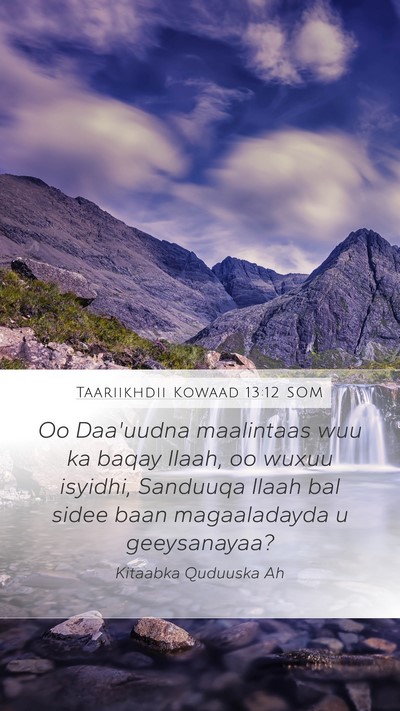 Taariikhdii Kowaad 13:12 SOM Mobile Phone Wallpaper - Oo Daa'uudna maalintaas wuu ka baqay Ilaah, oo - Mobile Bible Verse Wallpaper