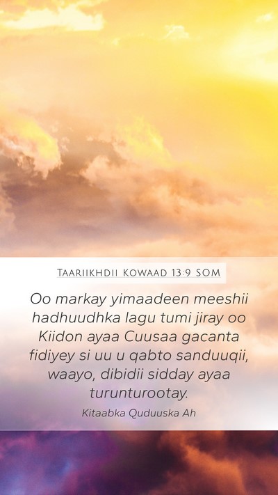 Taariikhdii Kowaad 13:9 SOM Bible Verse Image