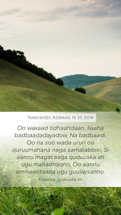 Taariikhdii Kowaad 16:35 SOM Mobile Phone Wallpaper - Oo waxaad tidhaahdaan, Ilaaha badbaadadayadow, Na - Mobile Bible Verse Wallpaper
