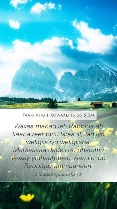 Taariikhdii Kowaad 16:36 SOM Bible Verse Image