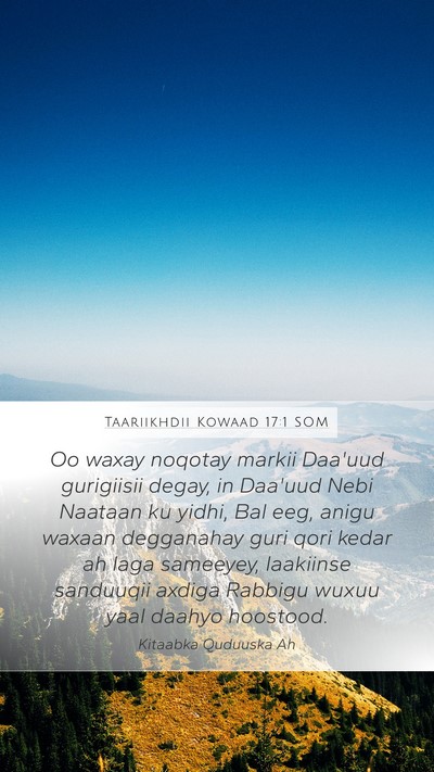Taariikhdii Kowaad 17:1 SOM Bible Verse Image