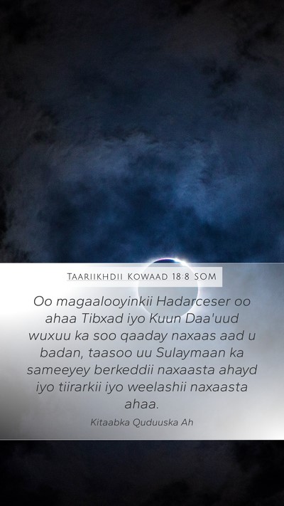 Taariikhdii Kowaad 18:8 SOM Bible Verse Image