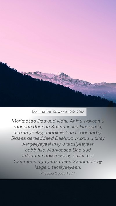Taariikhdii Kowaad 19:2 SOM Mobile Phone Wallpaper - Markaasaa Daa'uud yidhi, Anigu waxaan u roonaan - Mobile Bible Verse Wallpaper