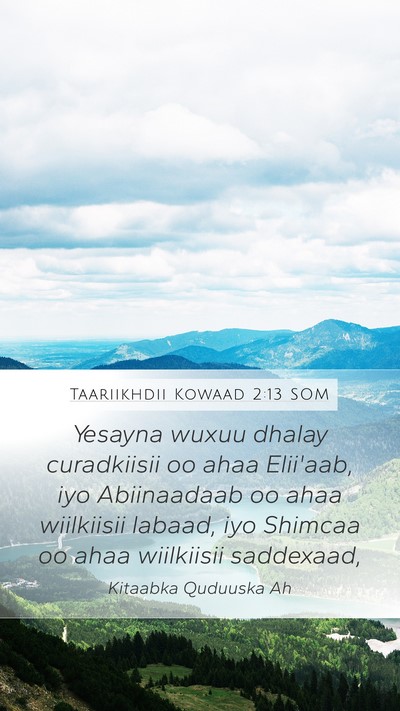 Taariikhdii Kowaad 2:13 SOM Bible Verse Image