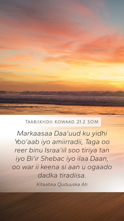 Taariikhdii Kowaad 21:2 SOM Mobile Phone Wallpaper - Markaasaa Daa'uud ku yidhi Yoo'aab iyo - Mobile Bible Verse Wallpaper