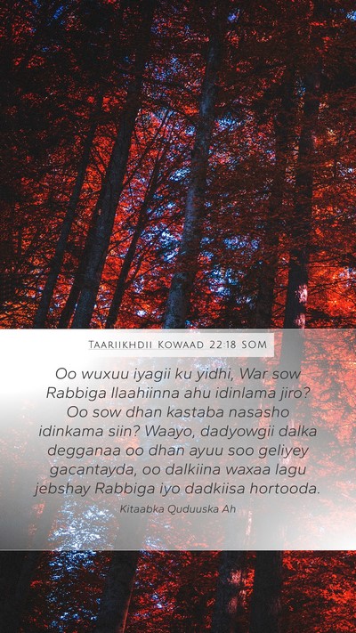 Taariikhdii Kowaad 22:18 SOM Bible Verse Image