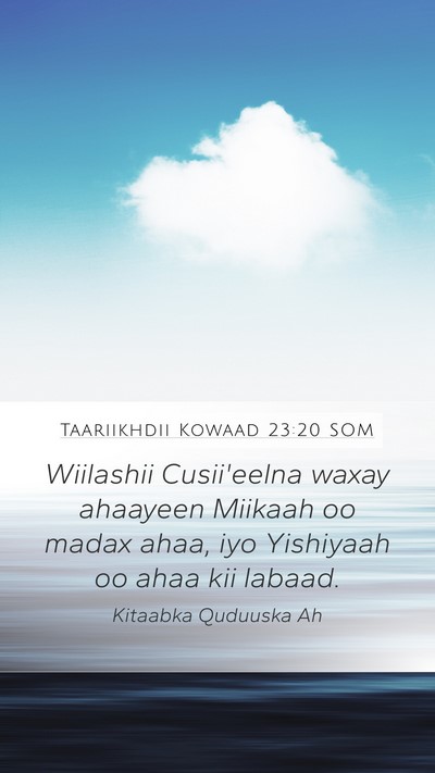 Taariikhdii Kowaad 23:20 SOM Bible Verse Image