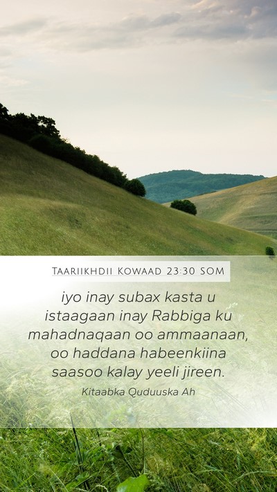 Taariikhdii Kowaad 23:30 SOM Bible Verse Image