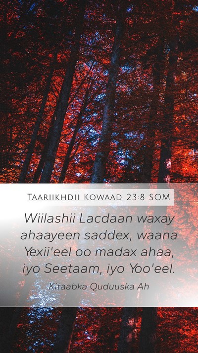 Taariikhdii Kowaad 23:8 SOM Bible Verse Image