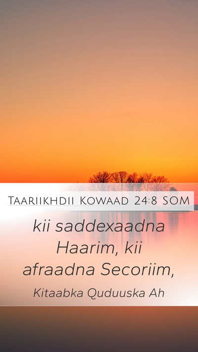 Taariikhdii Kowaad 24:8 SOM Bible Verse Image