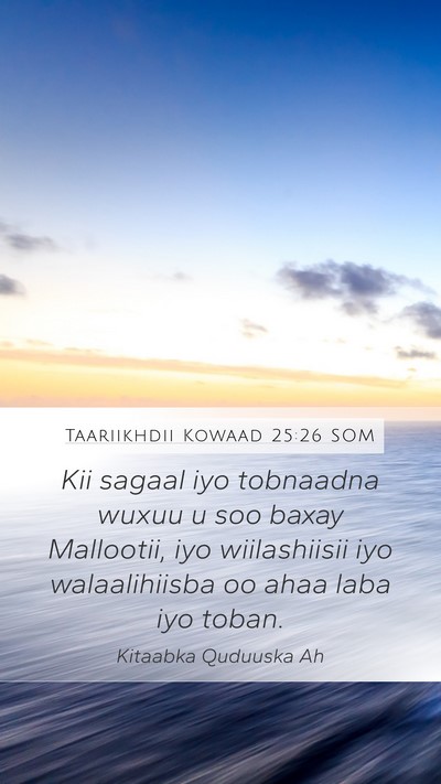 Taariikhdii Kowaad 25:26 SOM Mobile Phone Wallpaper - Kii sagaal iyo tobnaadna wuxuu u soo baxay - Mobile Bible Verse Wallpaper