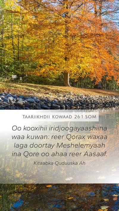 Taariikhdii Kowaad 26:1 SOM Bible Verse Image