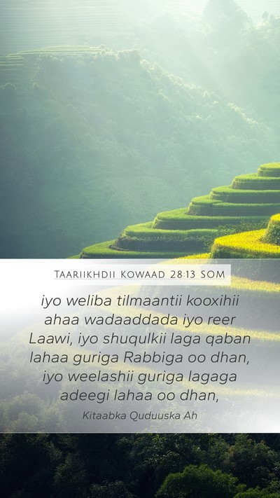 Taariikhdii Kowaad 28:13 SOM Bible Verse Image
