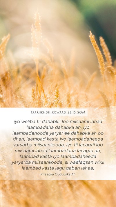 Taariikhdii Kowaad 28:15 SOM Bible Verse Image