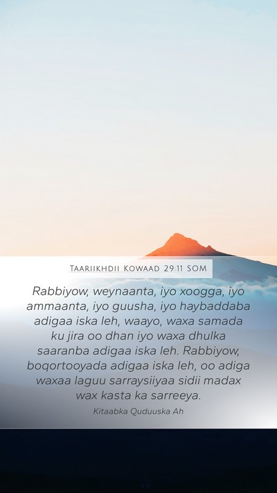 Taariikhdii Kowaad 29:11 SOM Bible Verse Image