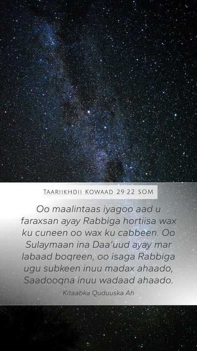 Taariikhdii Kowaad 29:22 SOM Bible Verse Image