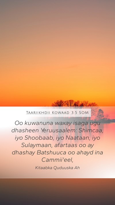 Taariikhdii Kowaad 3:5 SOM Bible Verse Image