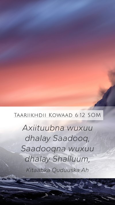 Taariikhdii Kowaad 6:12 SOM Mobile Phone Wallpaper - Axiituubna wuxuu dhalay Saadooq, Saadooqna wuxuu - Mobile Bible Verse Wallpaper