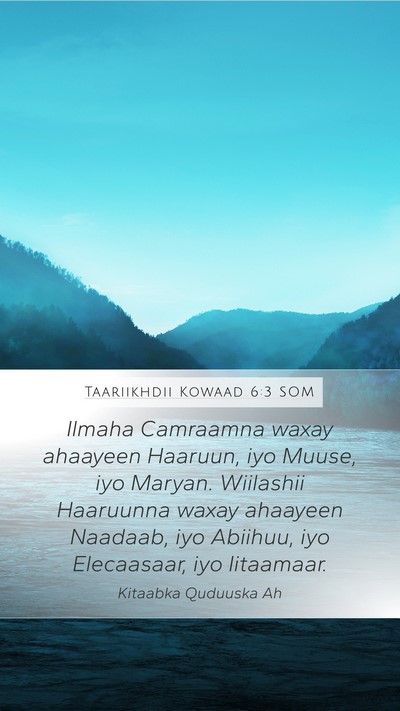 Taariikhdii Kowaad 6:3 SOM Bible Verse Image