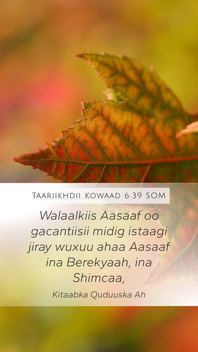 Taariikhdii Kowaad 6:39 SOM Bible Verse Image