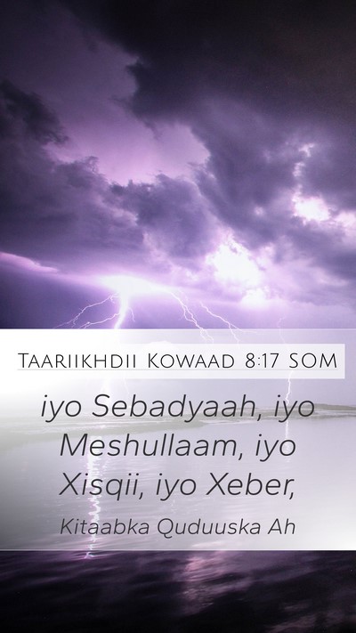 Taariikhdii Kowaad 8:17 SOM Mobile Phone Wallpaper - iyo Sebadyaah, iyo Meshullaam, iyo Xisqii, iyo - Mobile Bible Verse Wallpaper