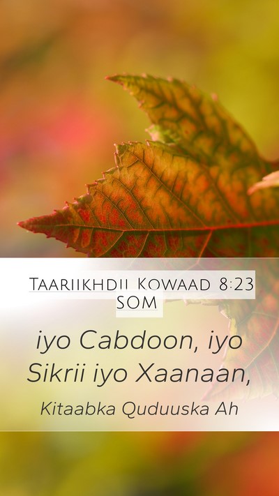 Taariikhdii Kowaad 8:23 SOM Mobile Phone Wallpaper - iyo Cabdoon, iyo Sikrii iyo - Mobile Bible Verse Wallpaper