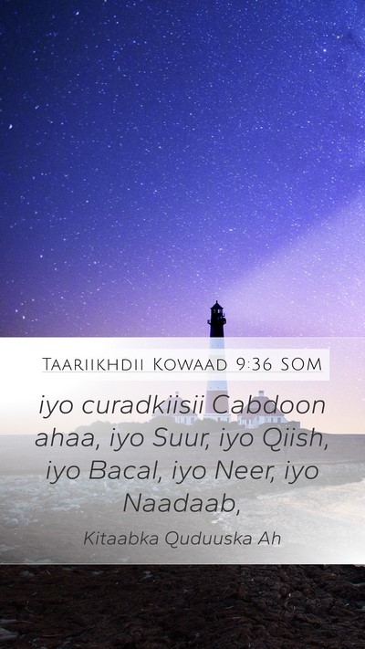 Taariikhdii Kowaad 9:36 SOM Bible Verse Image