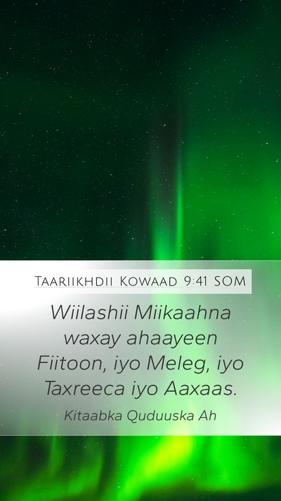 Taariikhdii Kowaad 9:41 SOM Bible Verse Image
