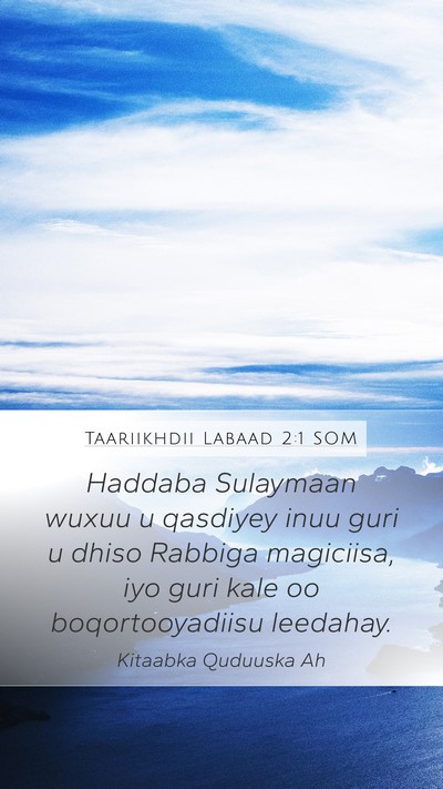 Taariikhdii Labaad 2:1 SOM Bible Verse Image