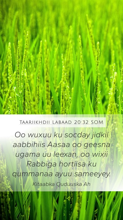 Taariikhdii Labaad 20:32 SOM Mobile Phone Wallpaper - Oo wuxuu ku socday jidkii aabbihiis Aasaa oo - Mobile Bible Verse Wallpaper